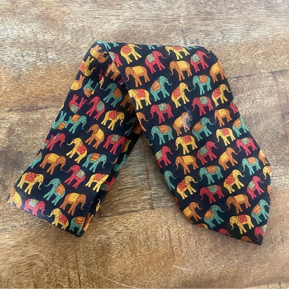 Paul Frederick bohemian elephant all silk neck tie